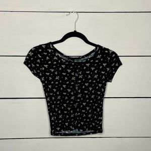 black floral button top